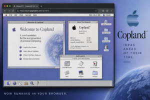Apple Copland D11E4 operating system running inside the DingusPPC emulator in a web browser